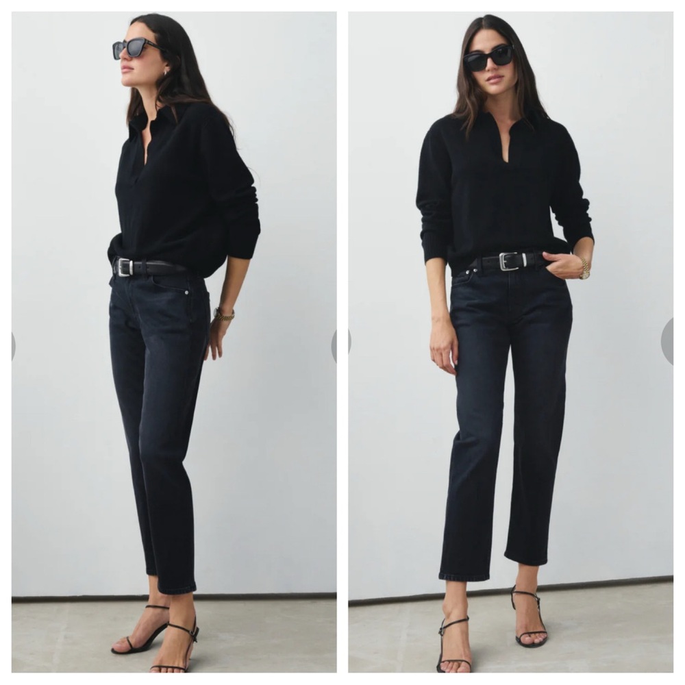 AYR The Stance Women's Black Cropped Relaxed Jeans